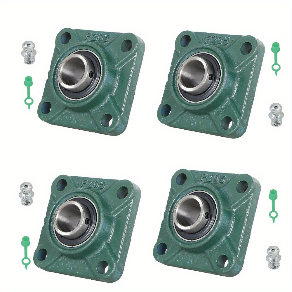 TEMU 4pcs Ucf205-16 Self- Pillow Block Bearings, 1" Bore, 4- Design, High Durability Cast Iron & Chrome Steel