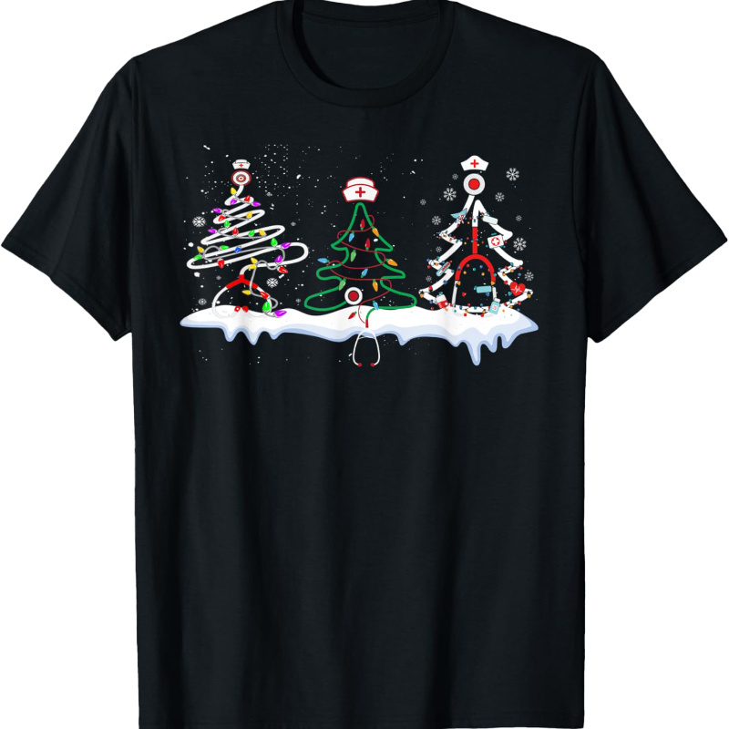 

Stethoscope Christmas Tree T-tee Gift For Nurses Nurse Hero T-shirt