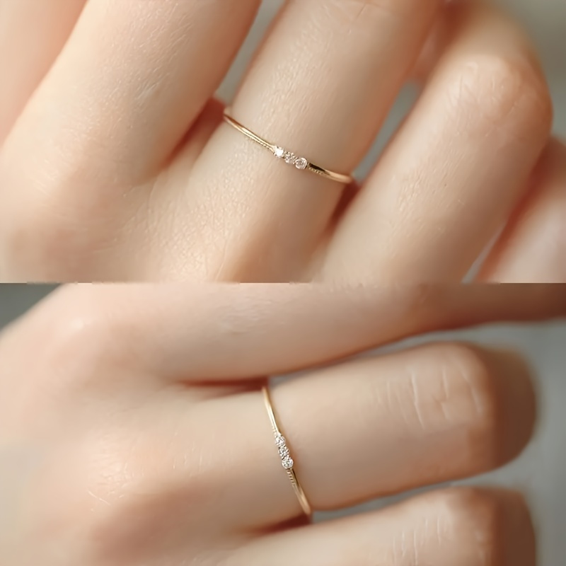 Elegant Thin Band Ring with 3 Synthetic Zirconia Stones