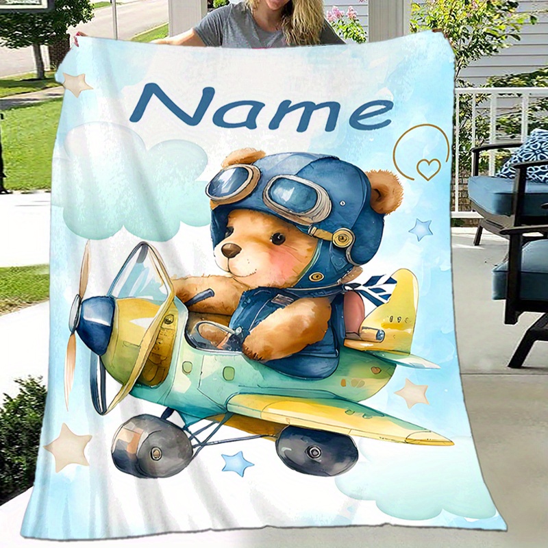 

1pc Blanket - Bear , , 200-250gsm, All-, , No Irritation, Absorption & , 3d , Of , Treated For Durability, For , Air Conditioning, Tv , Use, For , , And