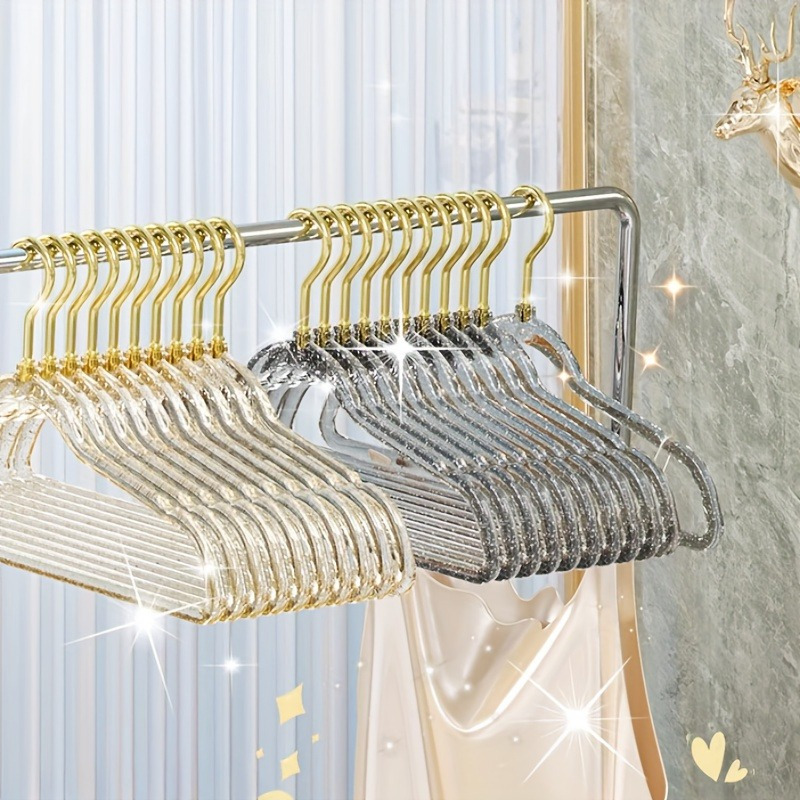 

10pcs Premium Acrylic Hangers - Non-slip, Sparkling With For Organization - & Thickened For Bedroom Closets