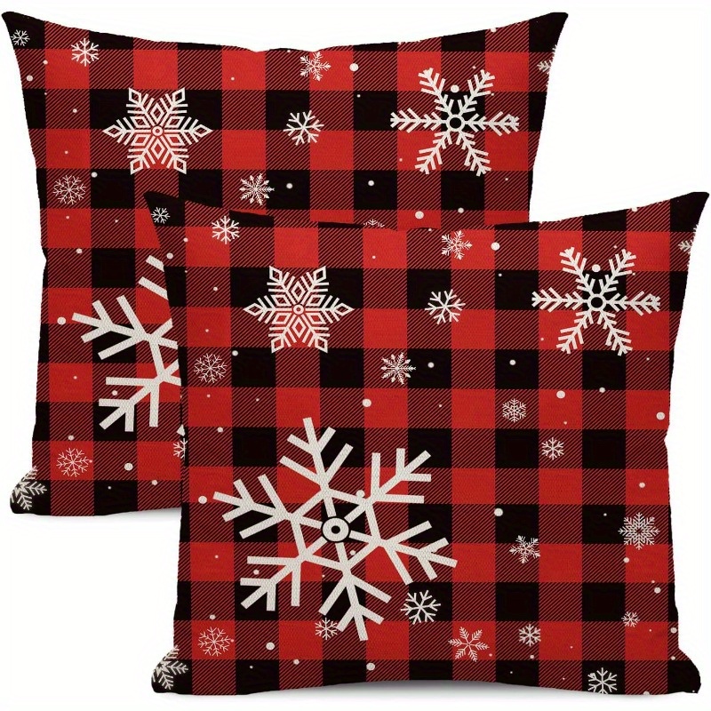 

2- Christmas 18x18 , Polyester Check Decorative For Sofa And Bed, Decor, No Battery Needed