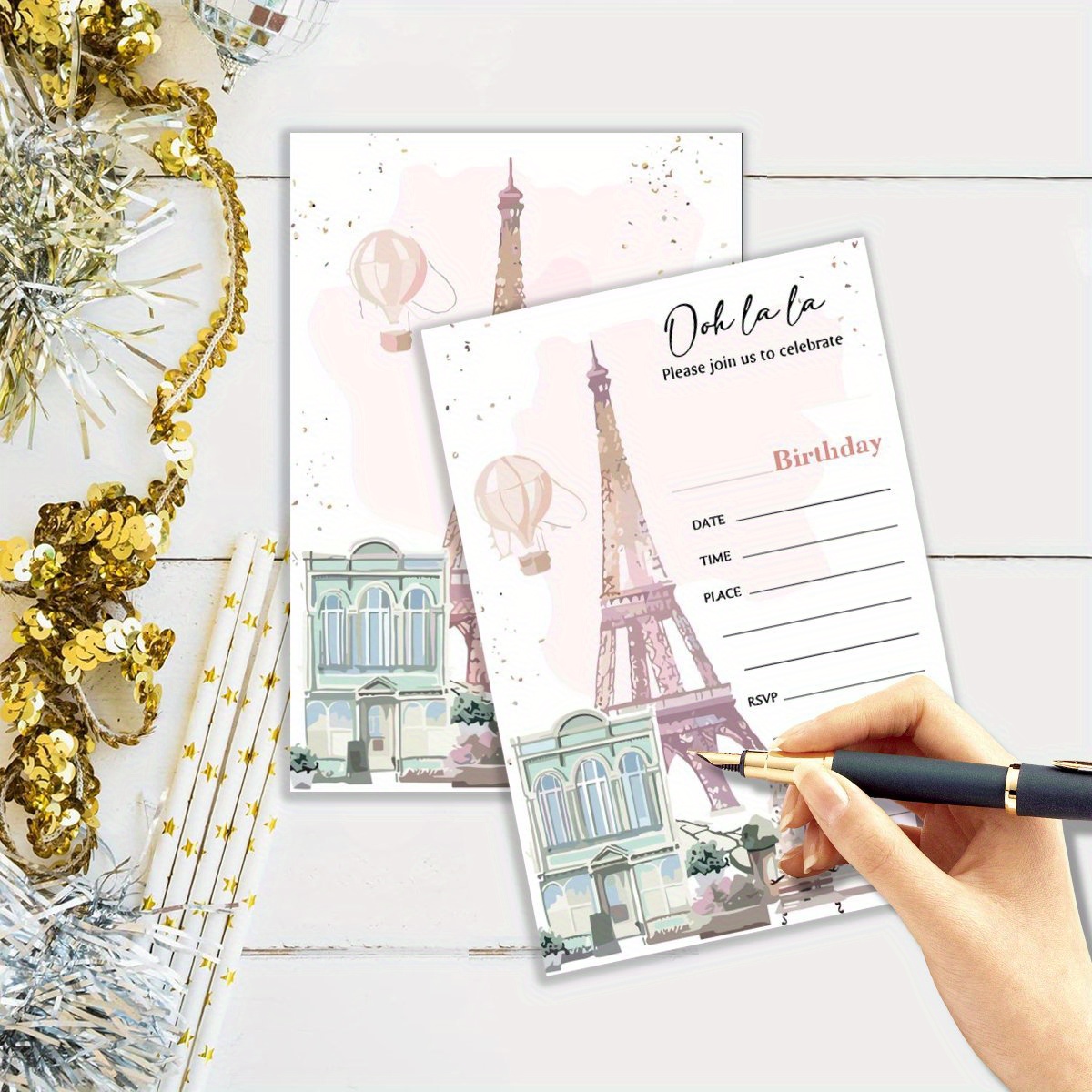 

20pcs Paris Themed Birthday Party Invitations With Envelopes, Eiffel Tower Design For Kids Celebration, Paper Invites For Boys & Girls, No Electricity Required, Versatile Celebration Supplies