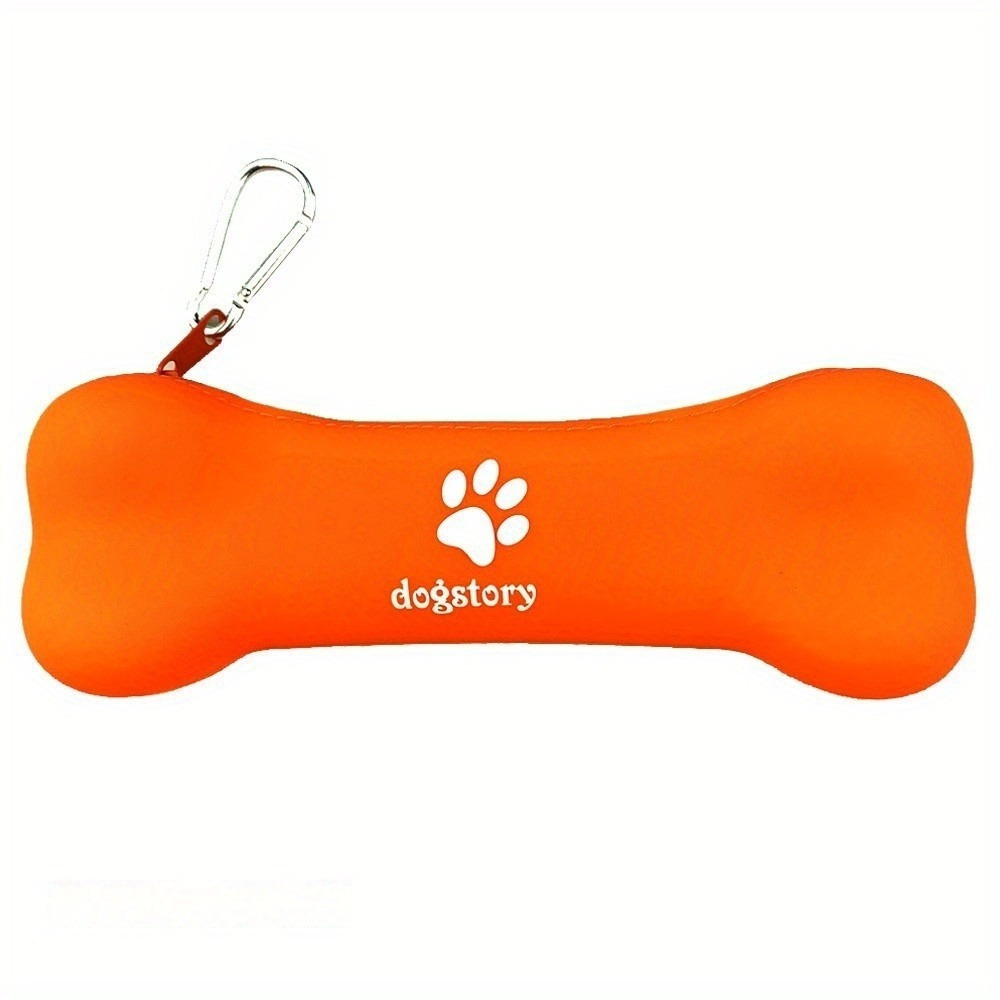 1pc Dog Training Bag, Bag With Clip & Belt, Portable Dog Snack Bag, Zipper Dog Snack Bag, Pvc Dog Walking Dog Accessory Bag, Bone Shape Design