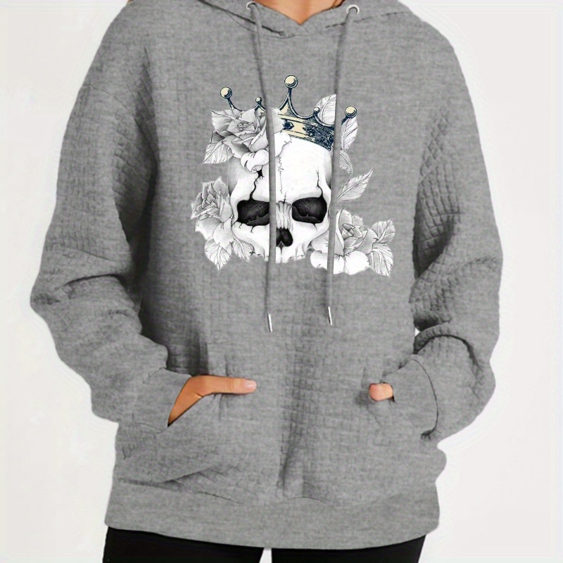 

Women's Plus Size Cartoon Print Hooded Sweatshirt - 100% Polyester Knit Fabric With Slight Stretch, Casual Pullover Style For Fall/winter