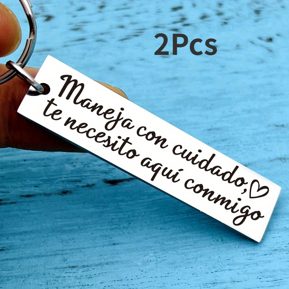 

2pcs Spanish Keychain For Dad Trucker Husband Valentiness's Day For Women Men