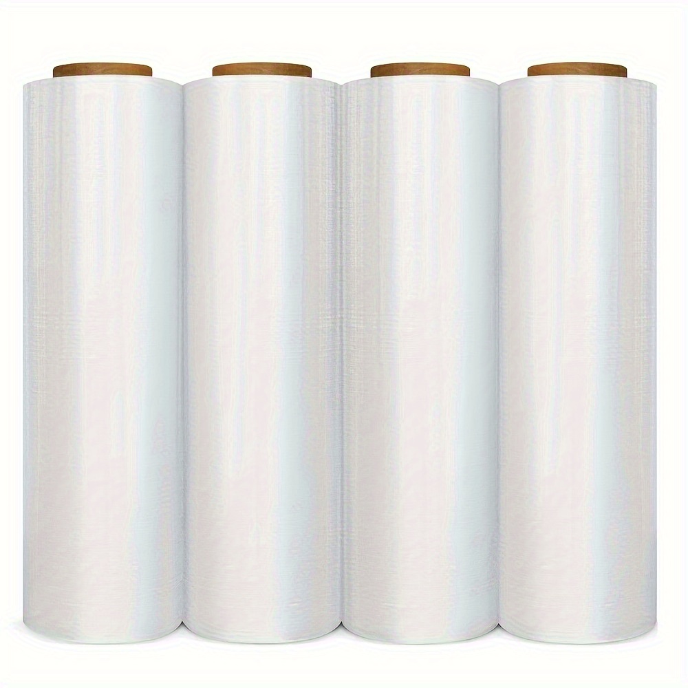 TEMU 4pcs 18in X 1500ft 80 Gauge Extra-long Premium Stretch Wrap Film - High-performance, Durable, And Tear-resistant For Heavy-duty Packing And Moving - And Store