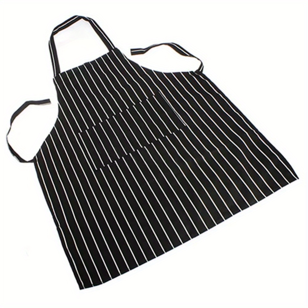 

Black Striped Kitchen Apron For Adults - And Restaurant Staff - Made Of Cotton