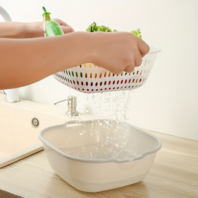 3 plastic set multifunctional strainers for vegetables colanders storage containers details 2