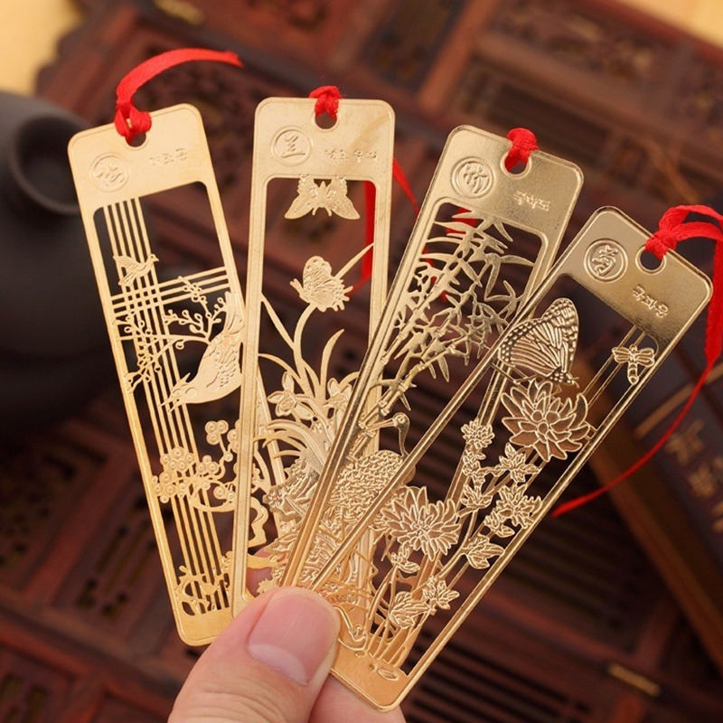 TEMU Set Of 4 Adorable Vintage- Bookmarks With A Chinese Design, Perfect As A Creative Gift In Assorted Styles