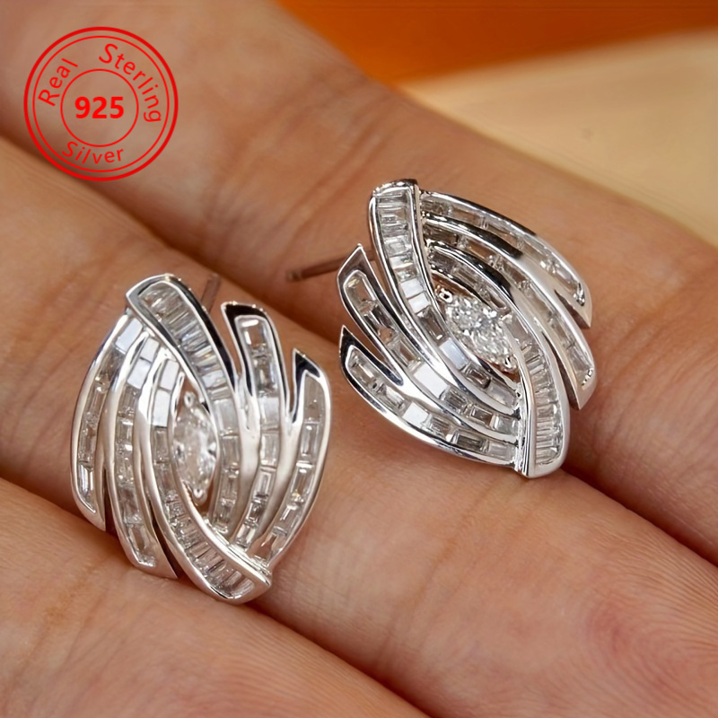 TEMU A Set Of Stylish S925 With Zirconia - Free Of Nickel - Safe For - Elegantly Easy, Suitable For Formal Events And Proposals - Great For Daily Use