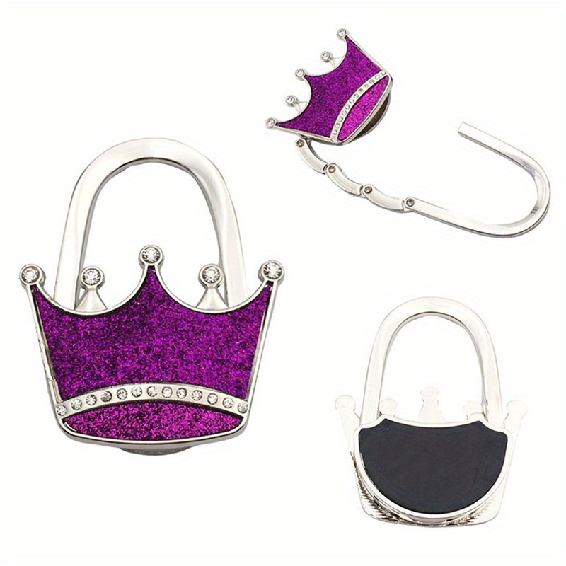 Elegant Crown-Shaped Alloy Handbag Hanger - Shimmering Desk Hook for Purses, Fashionable Accessory for Women's Bags details 2