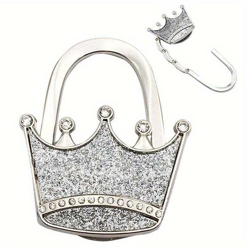 Elegant Crown-Shaped Alloy Handbag Hanger - Shimmering Desk Hook for Purses, Fashionable Accessory for Women's Bags details 3