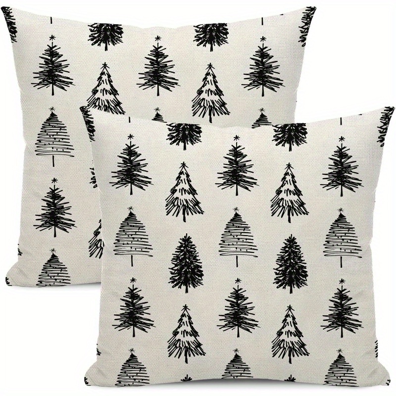 

Set Of 2 Christmas Tree Decorative Cushion 18x18 , Polyester, No Needed, Rectangular , Sofa And Bed Decoration