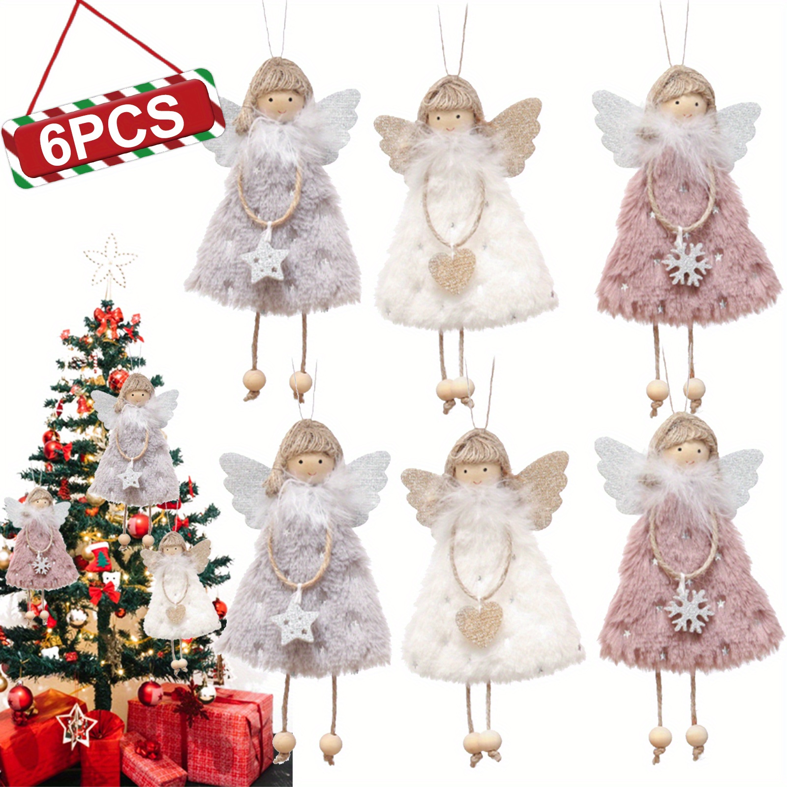 

6pcs Christmas Doll Decoration, Christmas Tree Hanging Ornaments, Thanksgiving Day Birthday Gifts, Fairy Presents, Tree Hanging Pendant, Home Party Ornament