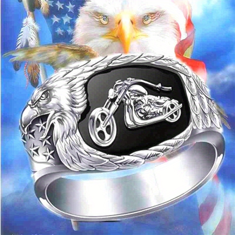 

1 Pcs Classic Riding Ring Men's Motorcycle Ring Black Carved Olecranon New Ring