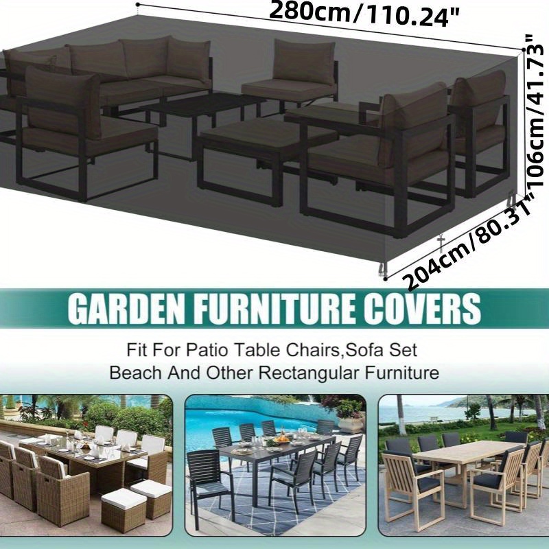 

Garden Furniture Covers Waterproof, Patio Furniture Covers Waterproof Anti-sun Outdoor Furniture Covers With Handle Strap Drawstring For Garden Sofa Table Chair Set 280x204x106cm/ 110.24x80.31x41.73