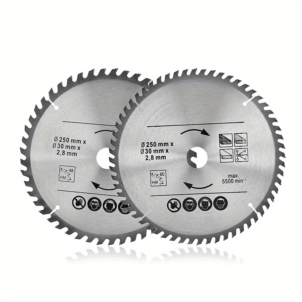 

2 Pack 9. 8inch Saw Blade 48t 60t Tct Saw Disc Blade 30mm Carbide Alloy For Wood, Plastic, Pcv, Acrylic Diy Woodworking