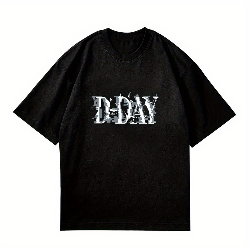 

Kpop D-day Pattern Printing T-shirt Summer Tops Tees Casual Solid Color Korean Y2k Streetwear