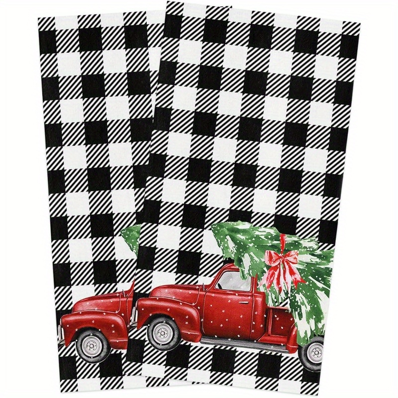 

Woven Polyester Dish Towels - 2-piece Set, 18x26 Inch, Contemporary Style, Super Soft, Machine Washable, Christmas Tree & Design On , Theme Kitchen Towels For Home And Camping Decor