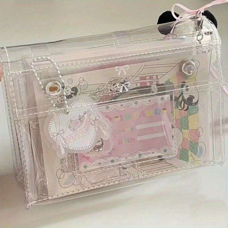 

Kawaii 6-layer Pvc Storage Organizer - Transparent Multi-compartment Bag For Office Supplies, Stationery, Makeup, And Pencils