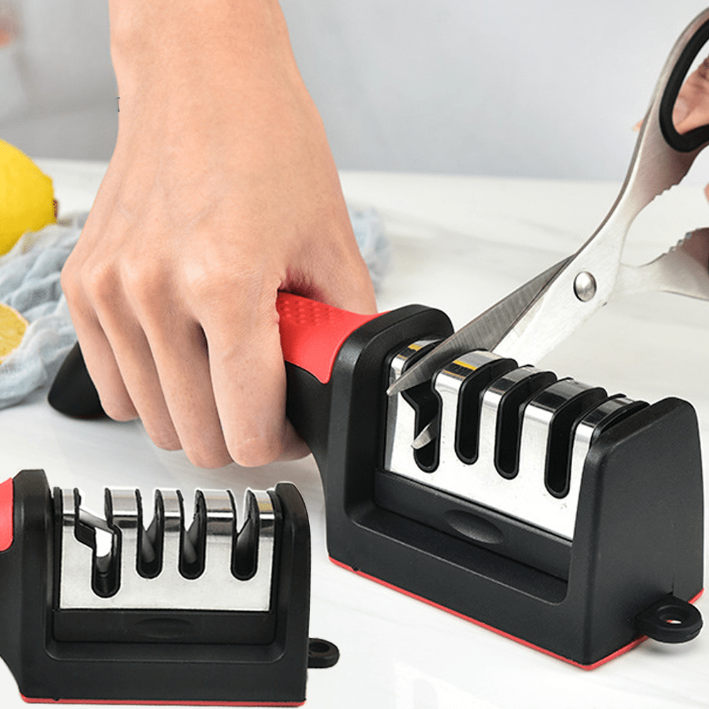 

4-stage Professional Knife Sharpener For Kitchen - & Ceramic Sharpening Stones, Grip Handle, Easy Clean Detachable Head - Non-food Contact, Construction