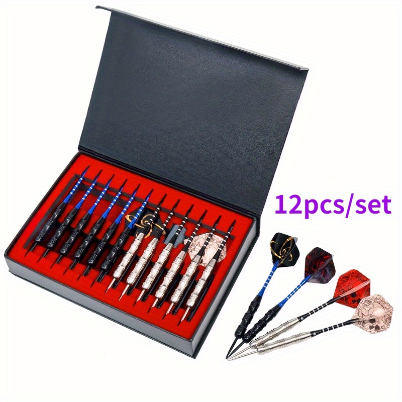 

22g Professional Darts Set, 12pcs - Aluminum Alloy Shafts With Steel Tips And Pet Flights, Gift Box Included - Ideal For Training & Competitions