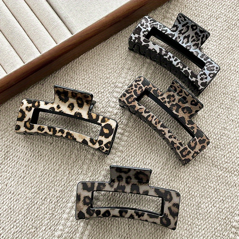 

4 Pieces Of Chic Leopard Print Hair Clips - Perfect For Adding A Touch Of Elegance To Your Hairstyle