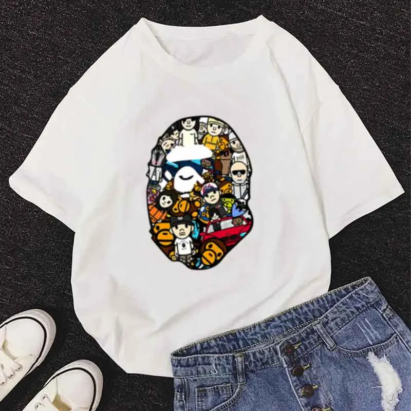 

Collage Print Pure Cotton Round Neck Woman T-shirt Daily Matching Essential Casual Sport Short-sleeved Shipping