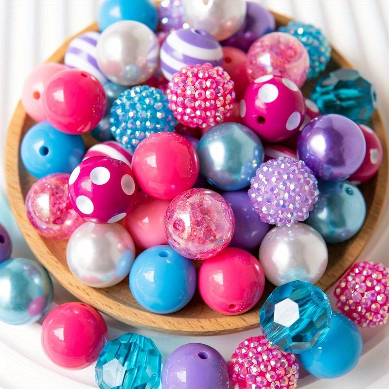 

50pcs Plastic Bubblegum Beads Assortment 20mm - Colorful Mixed Chunky Beads For Beadable Pen Crafting And Jewelry Making