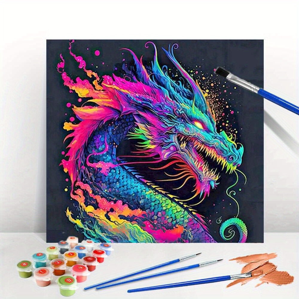 

Diy Acrylic Paint By Numbers Kit, Fantasy Dragon Canvas Painting, Craft Set With Brushes And Pigments For Adults Home Decor