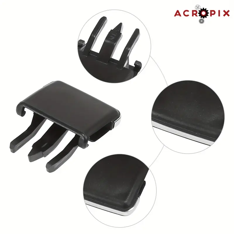 4-Pack Universal Front Center A/C Vent Tab Clips – Fits Most Cars, Black POM
