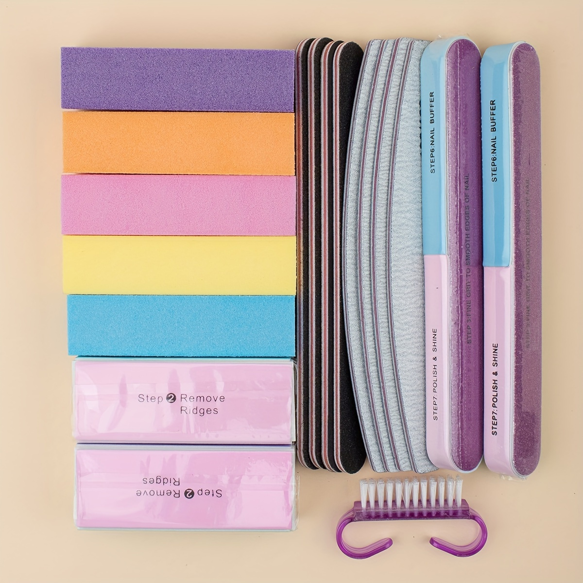 18pcs/set Nail Buffer Professional Sand Sponge Nail Files Manicure Nails Polisher Set Brush Acrylic Nail Kit Salon Tools