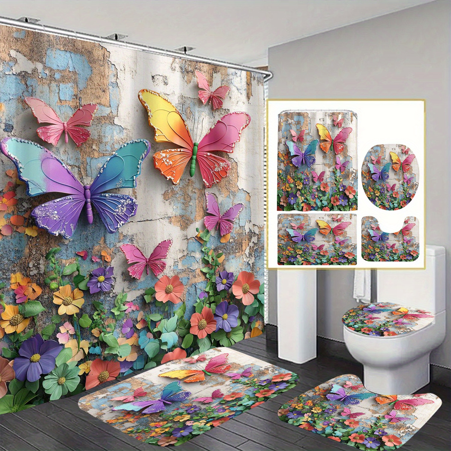 

Pattern Shower Curtain 12 Suitable For Curtain Bathroom 1pc/4pcs