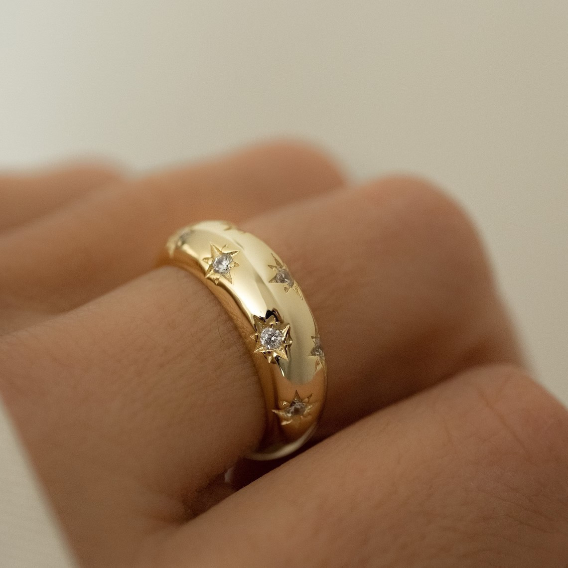 Retro Sparkling Star Ring for Daily Wear in Multiple Sizes