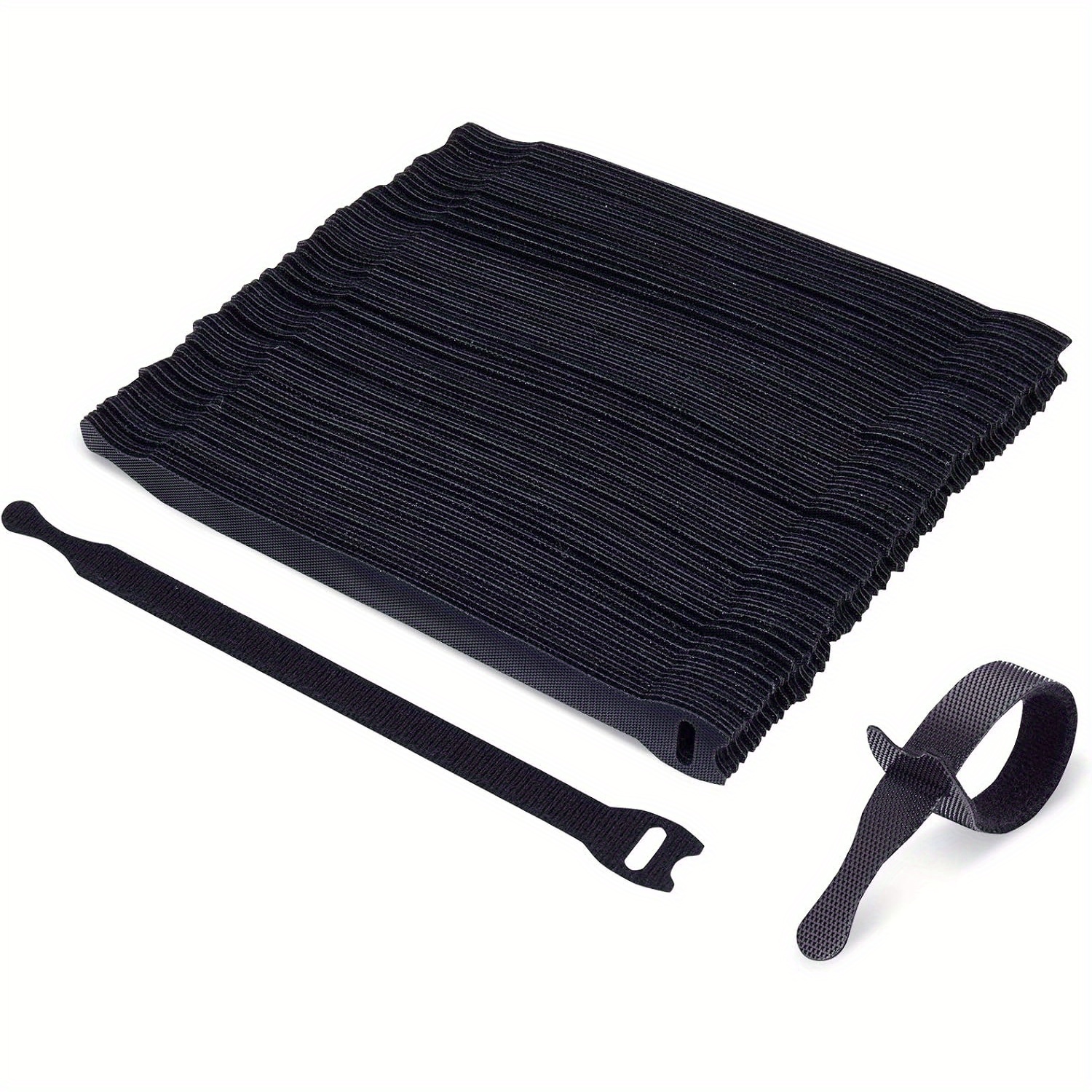 Image of 100pcs Of Reusable Cable Ties, 8-inch Thin Wire Straps For Organizing Cords, Featuring Design, Suitable For Home, Office, And Data (black Color)