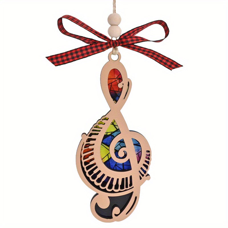 TEMU Treble Clef Music Christmas Ornament, Music Teacher Ornament, 2-layer Wooden Acrylic Music Decorations For Music Lovers, Gift, Small Wooden Tree