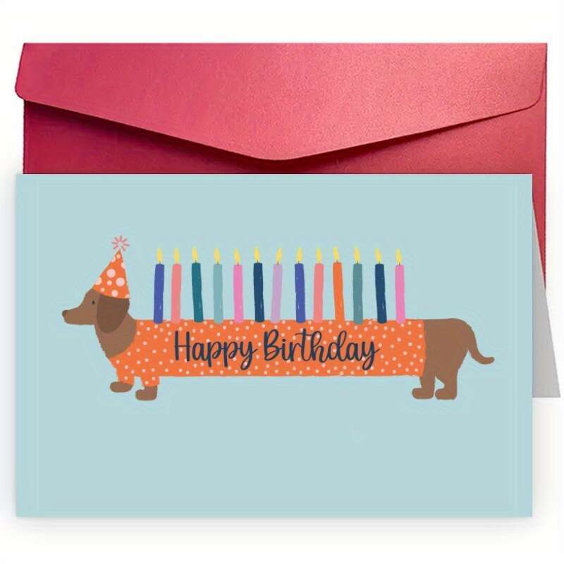 

Dachshund-themed Birthday Greeting, Congratulatory Note For Any Recipient, Dog Lover Gift, Festive Canine Illustration On Quality Paper, 4.72"x7.08" Envelope Included