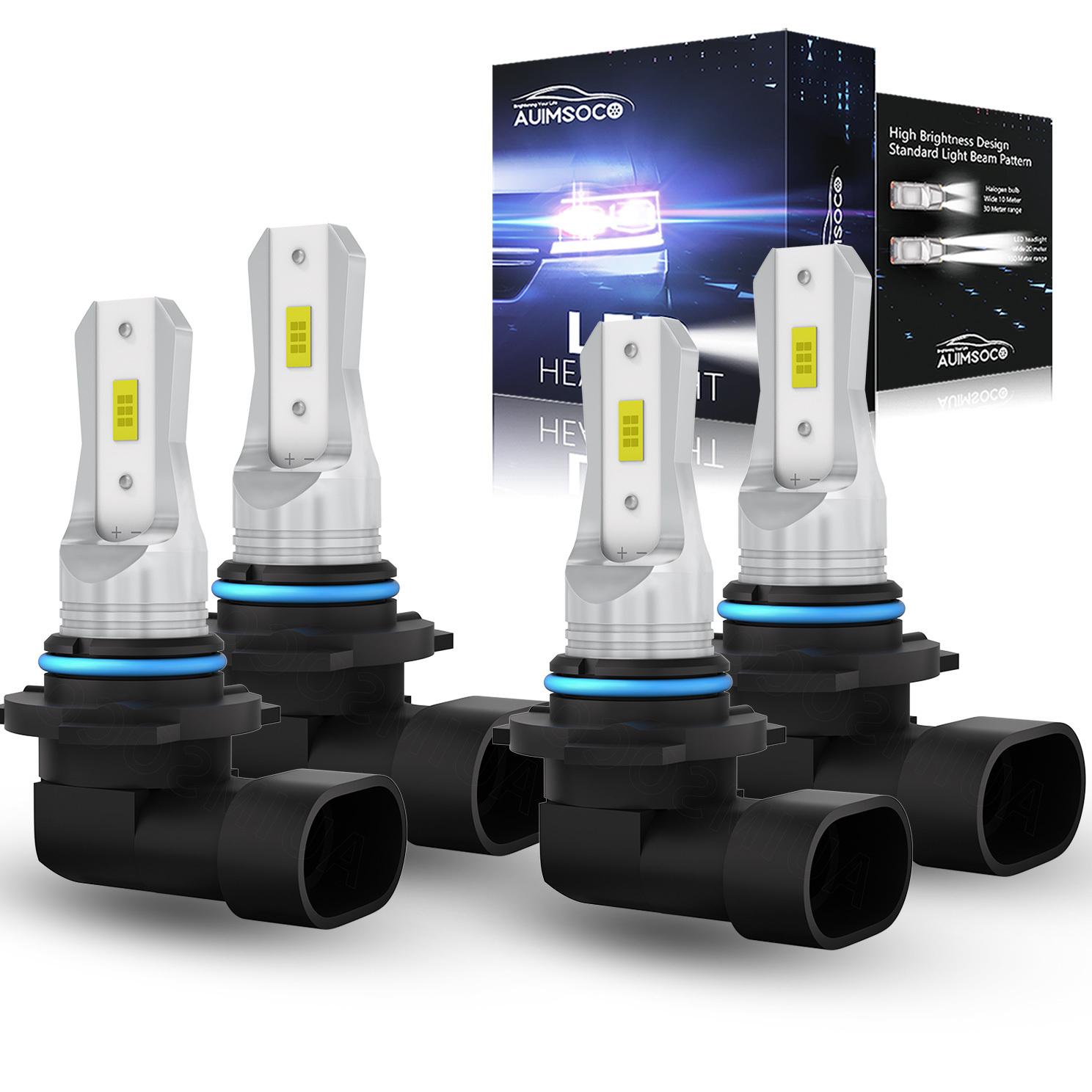 

4x Honda 2003-2007 Led Headlight Bulbs / Low 9005/hb3 9006/hb4 Kit, Super Cob 30w 300% 6000k 20000lm And