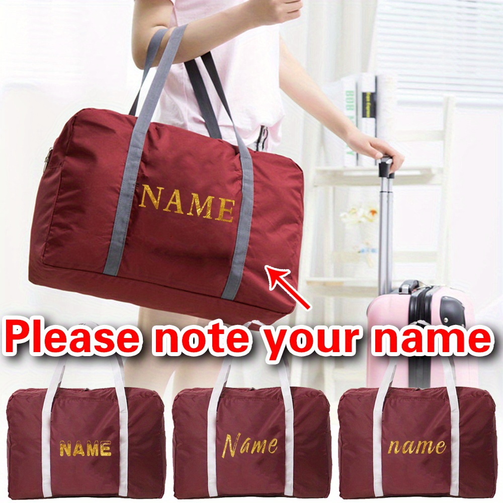 

Custom Name Travel Bag - Large Capacity, Foldable & Portable With Zip Closure - Gym, & Organizing Luggage - Burgundy