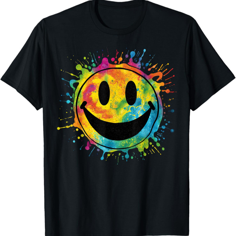 

Retro Happy Face -dye Splatter – 70s Peace Smile T-shirt