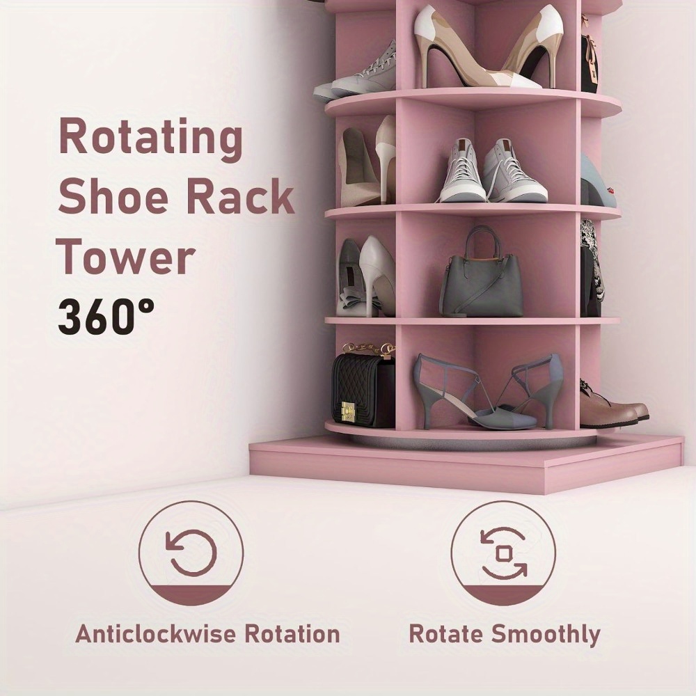 Tour à Chaussures Rotative 7 Niveaux GOFEI - Organisateur 360°, Blanc, Capacité 32 Paires