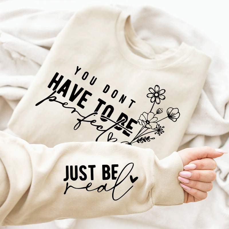 

Women's Fashion Letter Print Long Sleeve Crew Neck Sweatshirt, Casual Knit Polyester, All Season, Round Neck, Inspirational Quote Design, Pb-308