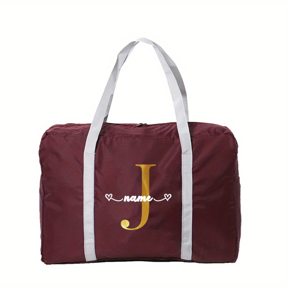 TEMU [customized]free Customized Personalized Name Travel Bag Unisexes Foldable Duffel Bag Organizer Large Capacity Portable Duffel Bag