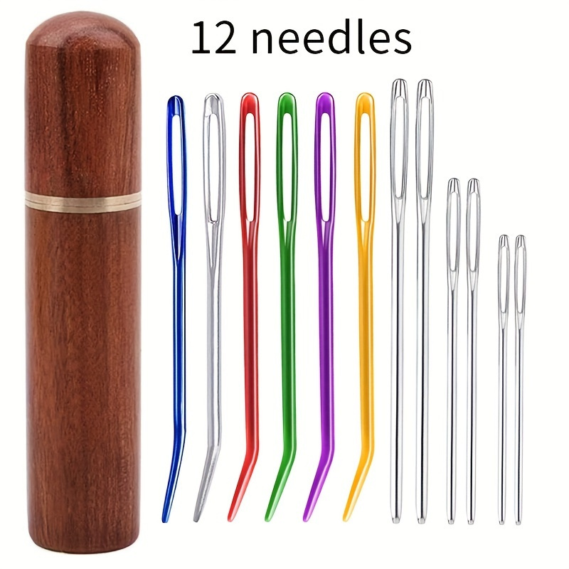 

12-pack Crochet Needles Set, Assorted Needles, Curved Tapestry And Stainless Steel Yarn Knitting Needles For Crochet Projects - Mixed Color