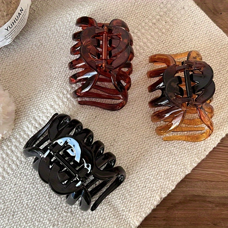 TEMU 3pc9.5 Medium European And Pumpkin Clip Elegant Design Sense Niche Back Hair Shark Clip Clip Clip Clip Hair Clip