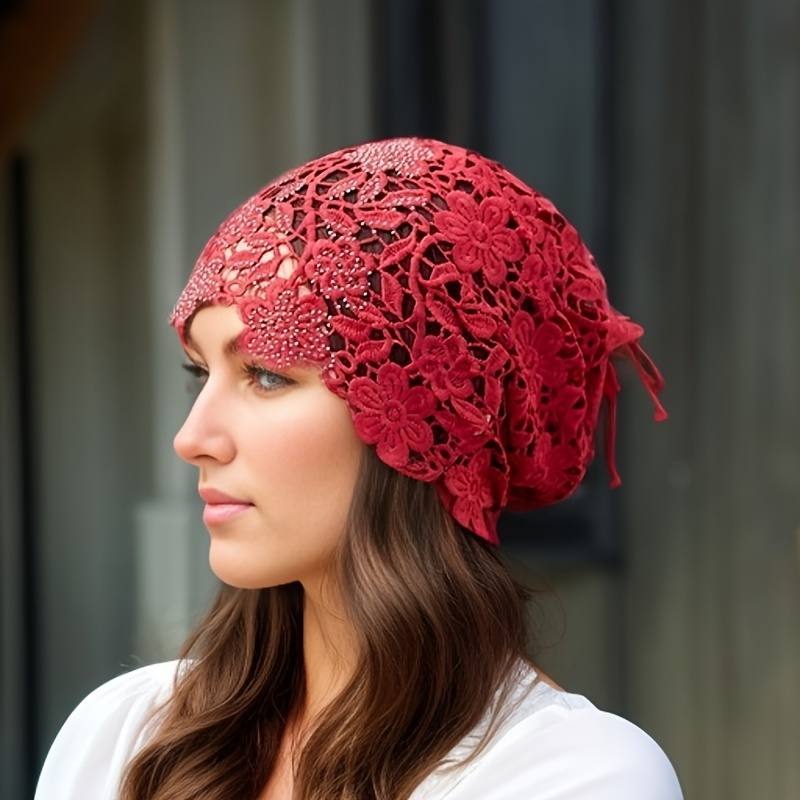 

Lace Knit Hat - , Lightweight Beanie For Women