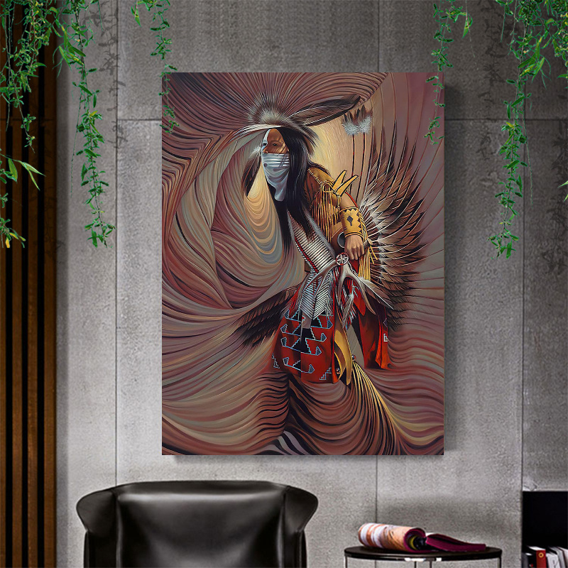 

1 Pc Wooden Framed Colorful Feather Headdress Canvas Painting (1)thickness 2.25cm/ 0.9inch Wall Art Prints Poster Wall Picture Decor For Home Gifts, Living Room, Bathroom, Bedroom, Kitche