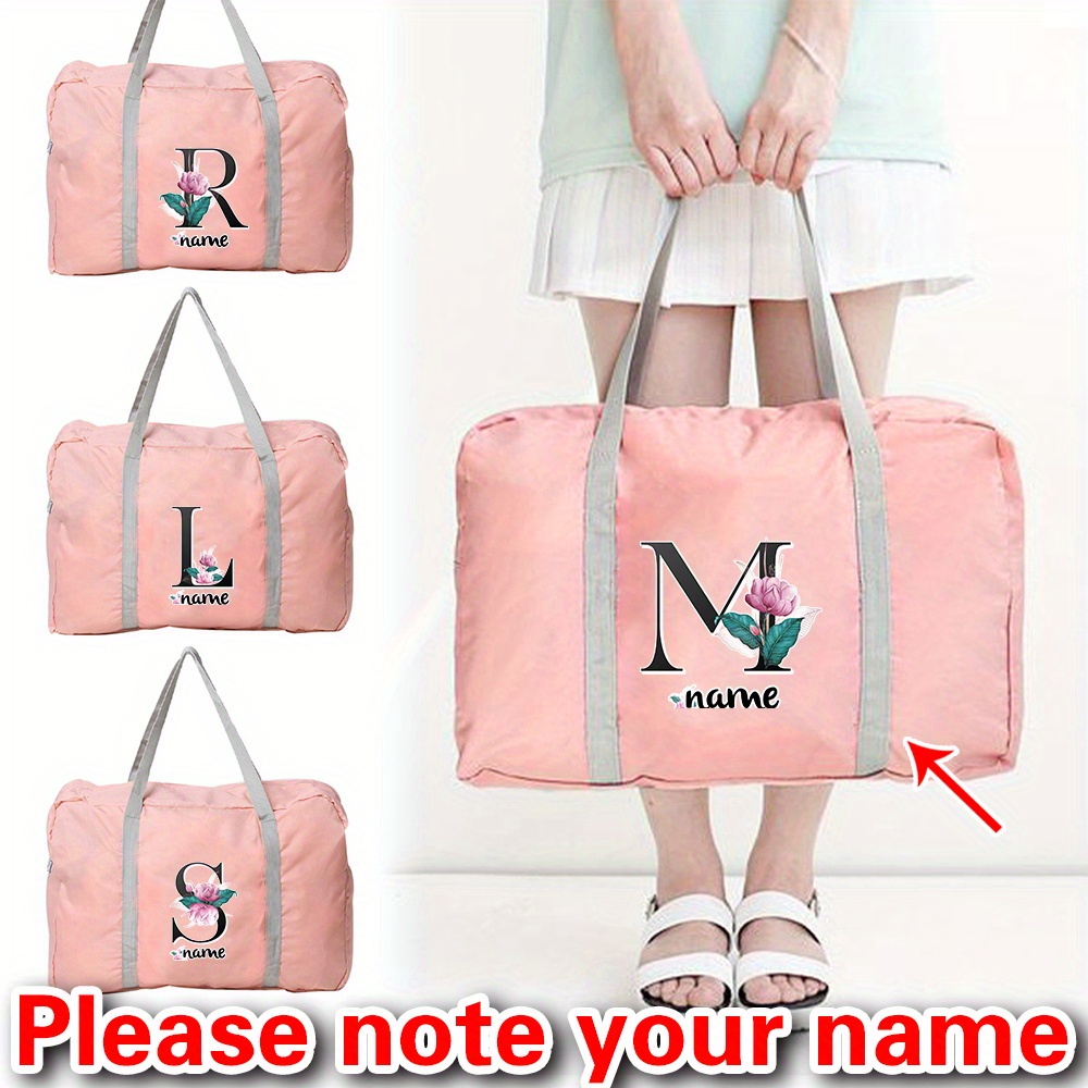 

Personalized Name Travel Bag: Large Capacity, Foldable, Pink, Water-resistant, And Breathable - Perfect For Travel And Organizing