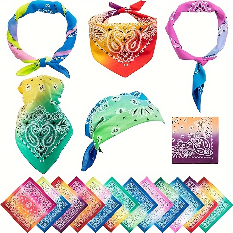 

12 Unisexes Tie-dye Bandanas Patterned Bandanas, - Scarves And Wristbands